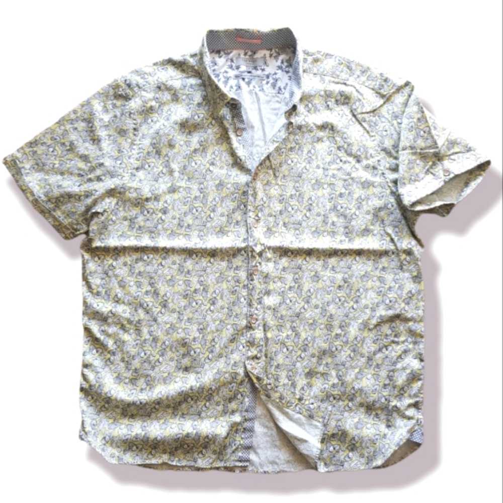 Ted Baker London floral Print short Sleeve Button Down shirt xl